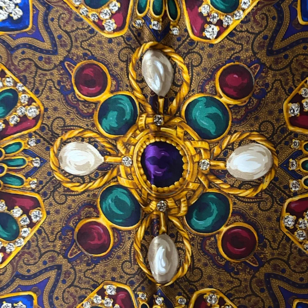 Chanel Silk Scarf Jewel Tone Design